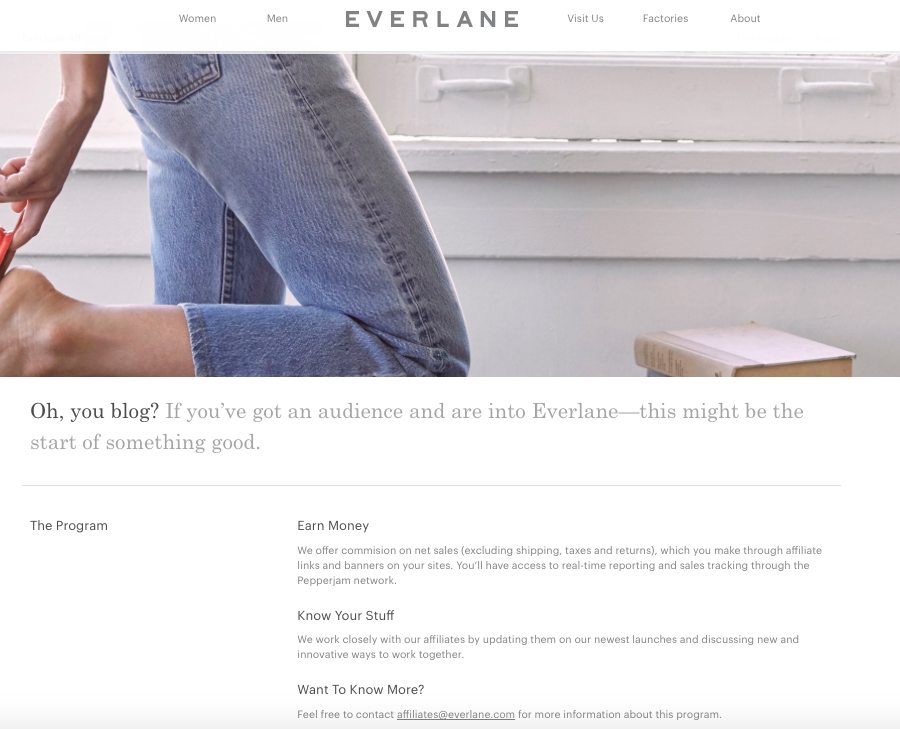 everlane affiliate ecommerce