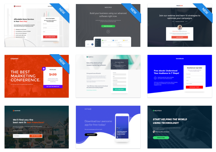 instapage landing page templates