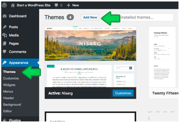 wordpress setup_selecting a theme