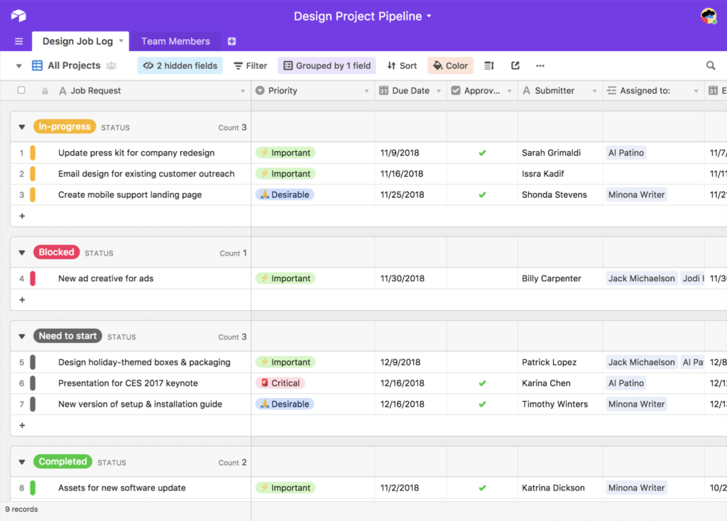 airtable product view