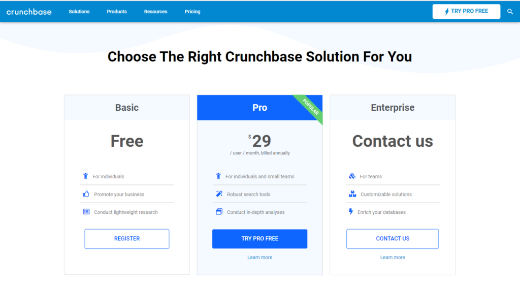 Crunchbase pricing