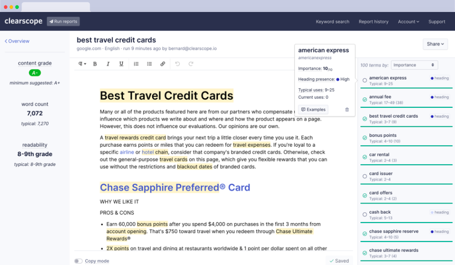 clearscope content editor