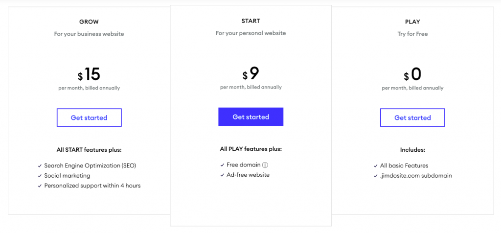 jimdo pricing