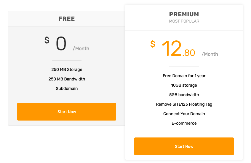 site123 pricing