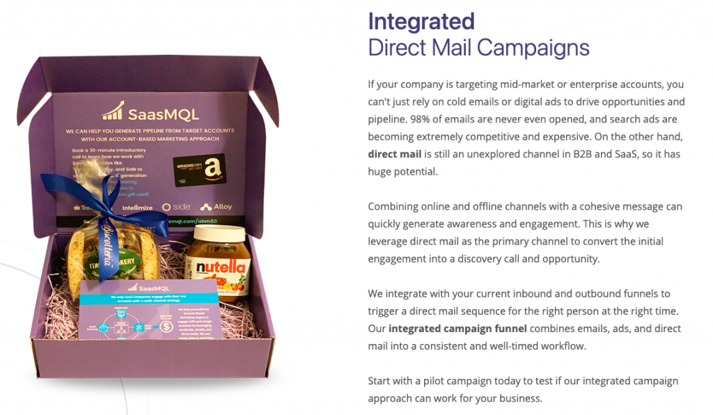 saas mql direct mail 