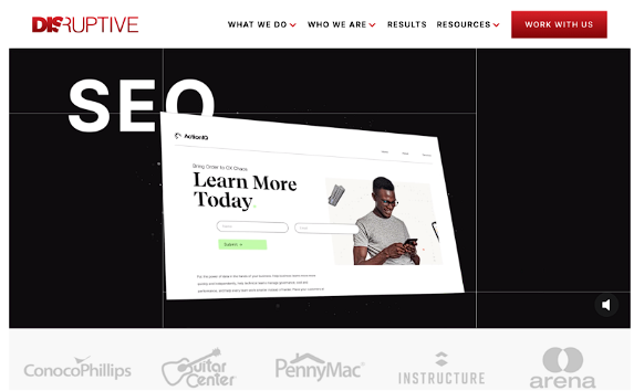 Disruptive Advertising homepage