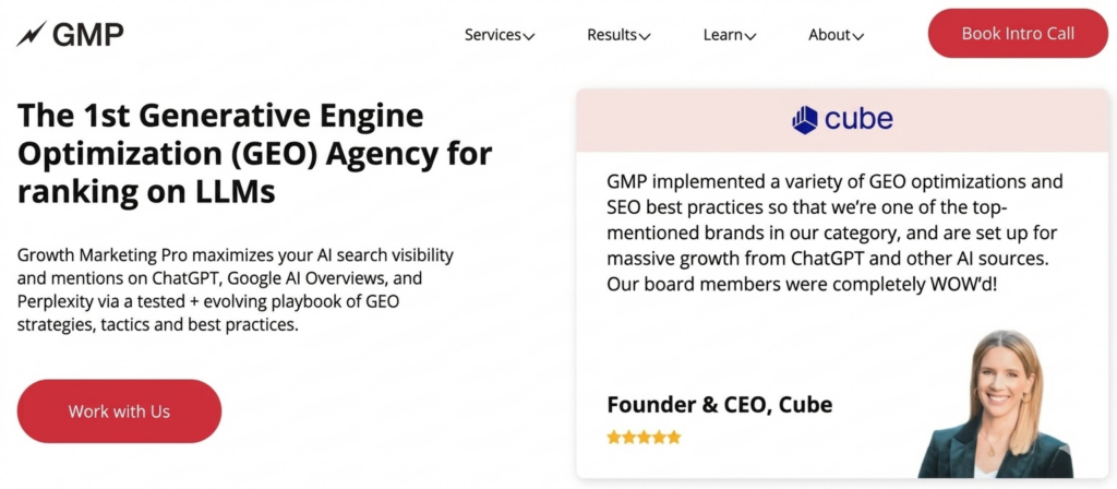 Growth Marketing Pro landing page overview