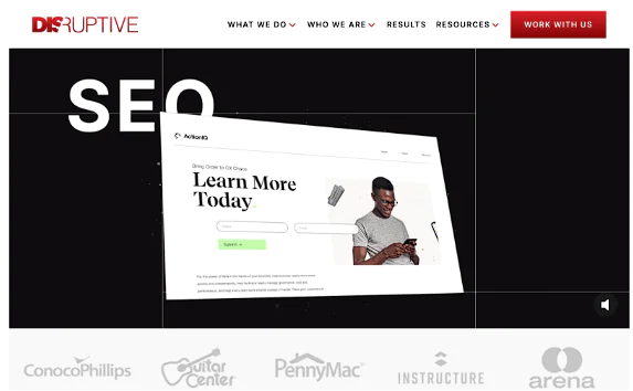 Disruptive Advertising homepage